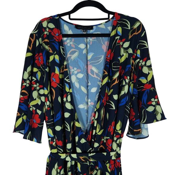 Eloquii Womens Maxi Dress 18 Floral Wrap Boho Ruffle V Neck Tie Waist Flowy Chic - Picture 4 of 14